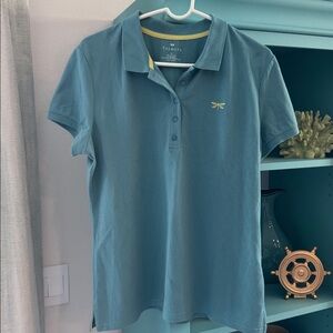 Talbots Teal Polo Shirt with Dragonfly Emblem XL